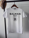 T Shirt Balmain Spring/Summer Flocking Letters All Cotton Short Sleeve T-shirt Couple Style