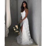 Women Lace Wedding Dress Women Dress Sexy V-neck Strap Lace Dress