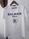 T Shirt Balmain Spring/Summer Flocking Letters All Cotton Short Sleeve T-shirt Couple Style