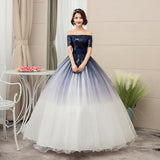Women's Evening Dress Ball Gown Princess Quinceanera Wedding Dresses Navy Blue Elegant Tulle Tutu Dress Host Performance Costume