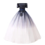 Women's Evening Dress Ball Gown Princess Quinceanera Wedding Dresses Navy Blue Elegant Tulle Tutu Dress Host Performance Costume