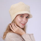 Women Winter Hats Solid Color with Fur Rabbit Wool Knitted Autumn and Winter Women Beret