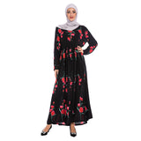 Muslim Women Stylish Kashibo Abaya Muslim Ladies Long Gown Islamic Clothing Jilbab Jalabiya Fashion Rose Print Robe Dress
