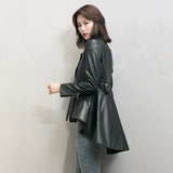Leather Biker Coat Golden Leather Jacket Women Pu Jackets Autumn and Winter Sheepskin Jacket