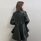 Leather Biker Coat Golden Leather Jacket Women Pu Jackets Autumn and Winter Sheepskin Jacket