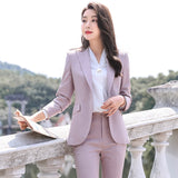 Women Autumn Uniform Designs Formal Style Office Lady Bussiness Attire Work Suit Pink Business Suit