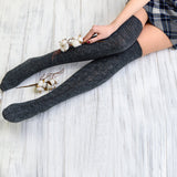 Winter Chunky Cable Thick Knit Thigh High Socks Long Stockings Boot Solid Color Twist Mid-Calf Length Loose Socks Woolen Yarn Socks