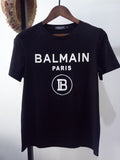 T Shirt Balmain Spring/Summer Flocking Letters All Cotton Short Sleeve T-shirt Couple Style
