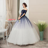 Women's Evening Dress Ball Gown Princess Quinceanera Wedding Dresses Navy Blue Elegant Tulle Tutu Dress Host Performance Costume