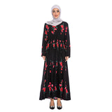 Muslim Women Stylish Kashibo Abaya Muslim Ladies Long Gown Islamic Clothing Jilbab Jalabiya Fashion Rose Print Robe Dress