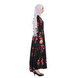 Muslim Women Stylish Kashibo Abaya Muslim Ladies Long Gown Islamic Clothing Jilbab Jalabiya Fashion Rose Print Robe Dress