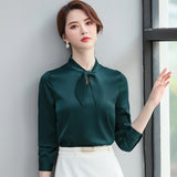 Women's Autumn Uniform Designs Formal Style Office Lady Bussiness Attire Work Suit Satin Chiffon Shirt Set