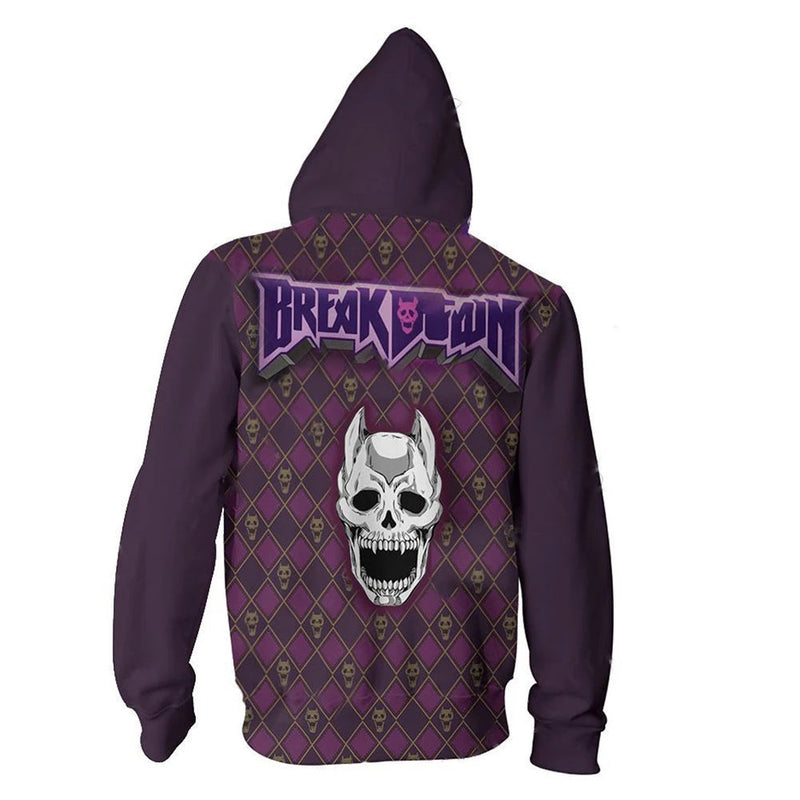 JoJo's Bizarre Adventure Dressing 3D Printed Zipper Hooded Sweater