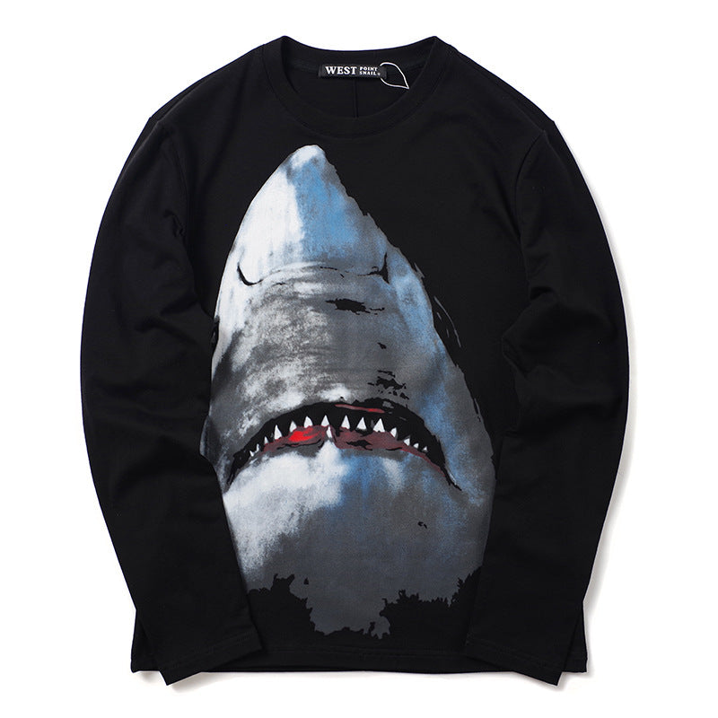 GVC Shirt Spring and Autumn Shark Pattern Long Sleeve Cotton Loose Men's Clothing