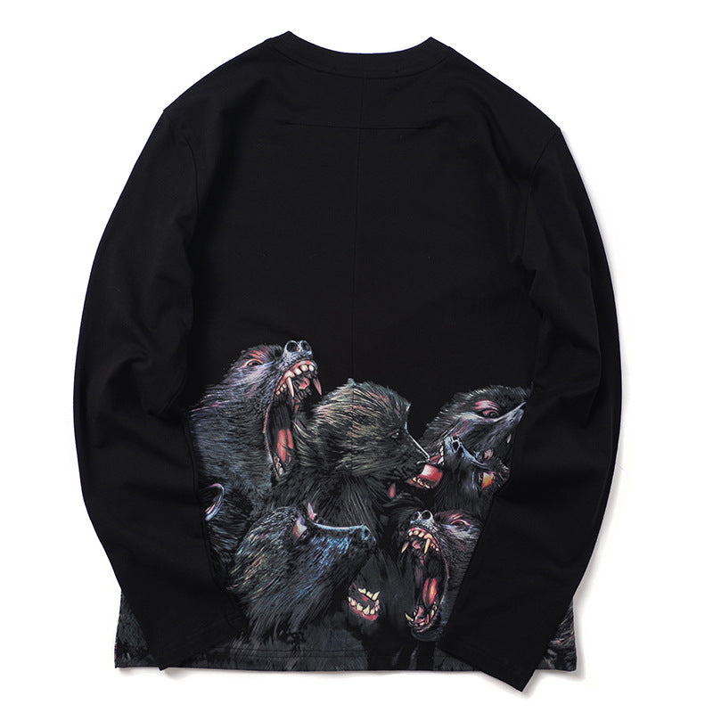 GVC T Shirt Long Sleeve T-shirt Baboon Pattern Cotton Men