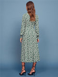 Milkmaid Dress V-Neck Vintage Long Sleeve Floral Long Dresses