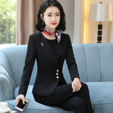 Women Autumn Uniform Designs Formal Style Office Lady Bussiness Attire Work Suit Workwear Stewardess Uniform Business Suit