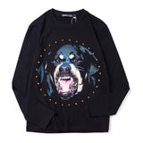 GVC T Shirt Spring and Autumn Long Sleeve T-shirt Diamond Decorative Dog Head Pattern Pure Cotton Men