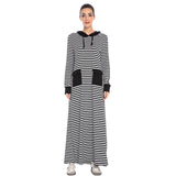 Muslim Women Stylish Kashibo Abaya Muslim Ladies Long Gown Islamic Clothing Jilbab Jalabiya Fashion Striped Long Sleeves Sweater Dress