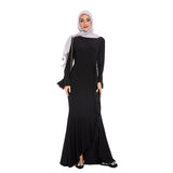 Muslim Women Stylish Kashibo Abaya Muslim Ladies Long Gown Islamic Clothing Jilbab Jalabiya Pure Color Ruffles Fishtail Sheath Long Dress