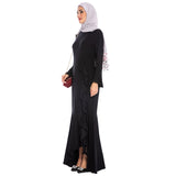 Muslim Women Stylish Kashibo Abaya Muslim Ladies Long Gown Islamic Clothing Jilbab Jalabiya Pure Color Ruffles Fishtail Sheath Long Dress