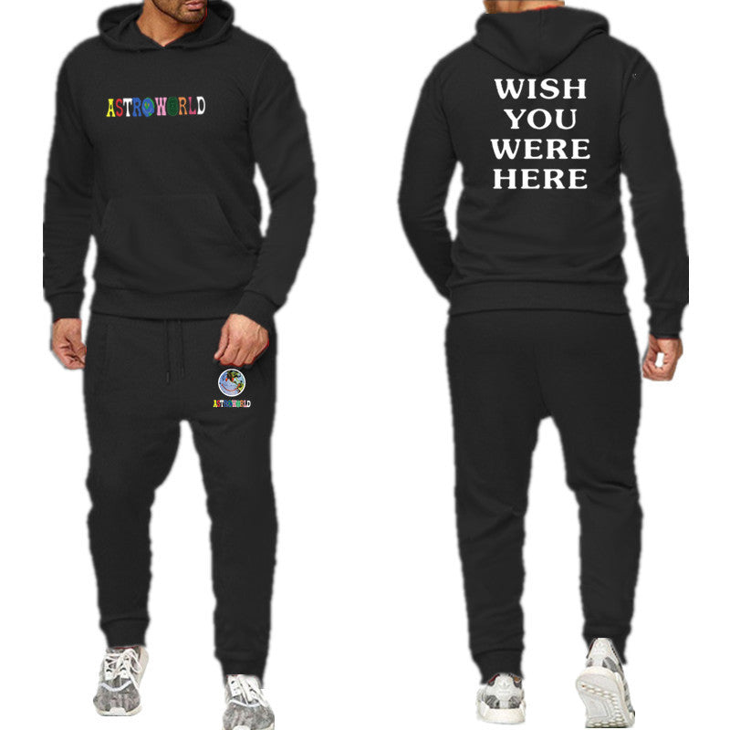 Travis Scott Astroworld Hoodie Men's Sweater Trousers Suit Casual