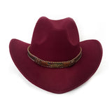 Cowboy Hats Cowboy Hat Autumn and Winter Woolen Hat Wide Brim Jazz Felt Cap