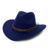 Cowboy Hats Cowboy Hat Autumn and Winter Woolen Hat Wide Brim Jazz Felt Cap