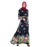 Muslim Women Stylish Kashibo Abaya Muslim Ladies Long Gown Islamic Clothing Jilbab Jalabiya Wide Hem Loose Printed Dress