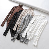 The Rock Turtleneck Autumn and Winter Threaded Cotton Turtleneck Bottoming Shirt Stretch One-Piece Long Sleeves T-shirt