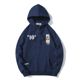 Autumn and Winter Monet Oil Painting Hooded Navy Blue with Velvet Men's Women's Pullover Loose Casual hoodie