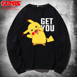 Men and Women Pokemon Pikachu T Shirt Anime Peripheral Long Sleeve T-shirt