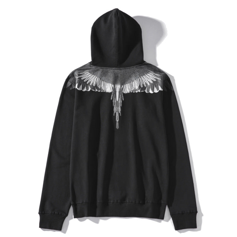Marcelo Burlon Hoodie MB Wing Pattern Hooded Sweater for Men and Women