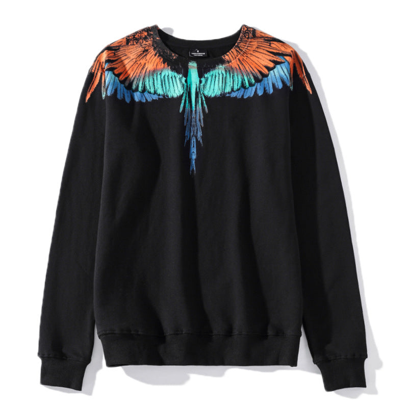 Marcelo Burlon Hoodie MB Orange Blue Wings Pattern Hoodie Sweater Loose Men and Women Same Style