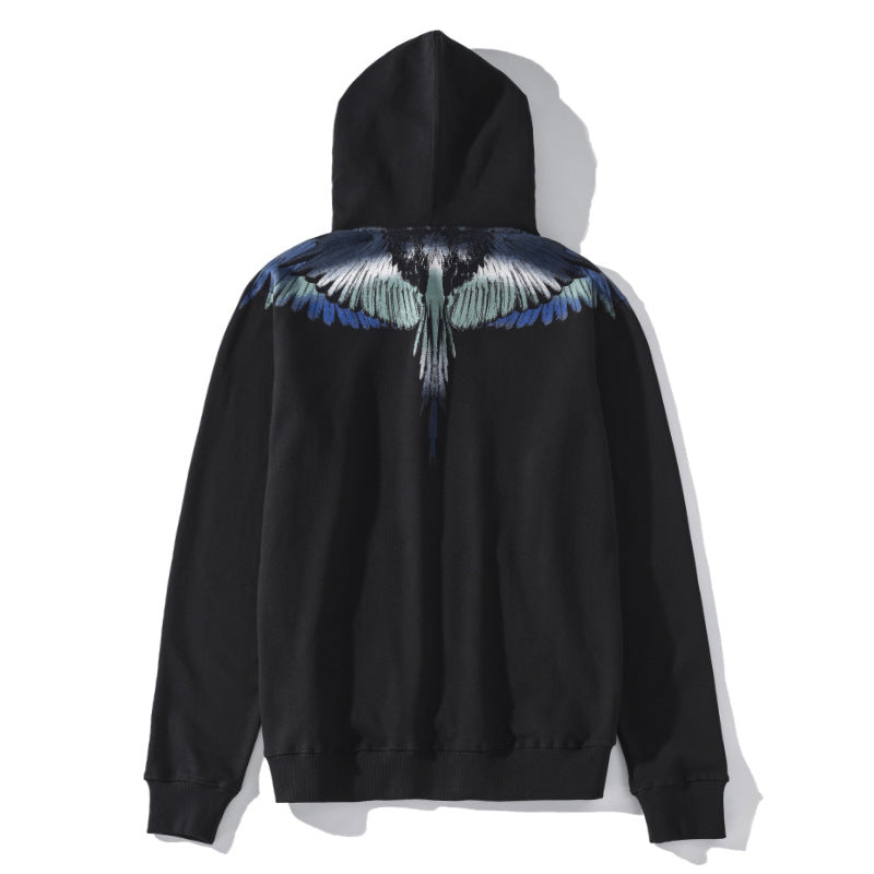 Marcelo Burlon Hoodie Wing Pattern Hooded Sweater for Men and Women