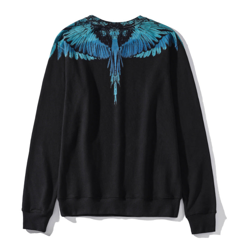 Marcelo Burlon Hoodie Loose Hip Hop plus Velvet Wings Printing Pattern plus Size