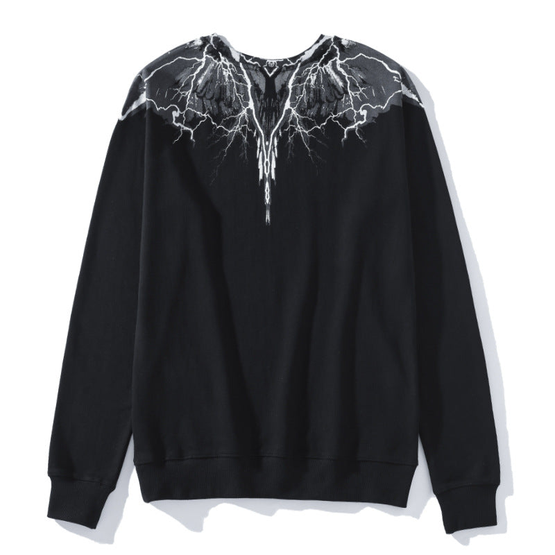 Marcelo Burlon Hoodie Lightning Feather Pattern Sweater Large Size Loose Men and Women Same Style