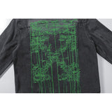 Arrow Denim Jacket Jean Coat Letter Arrow Washed Distressed Men's Denim Jacket Coat Owt