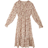 Emery Rose Dresses Long Sleeve Printed Slim Slimming V-Neckline Butterfly Sleeve High Waist Lacing Mid-Length Dress