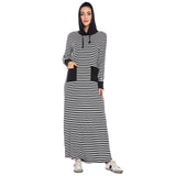 Muslim Women Stylish Kashibo Abaya Muslim Ladies Long Gown Islamic Clothing Jilbab Jalabiya Fashion Striped Long Sleeves Sweater Dress