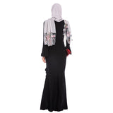 Muslim Women Stylish Kashibo Abaya Muslim Ladies Long Gown Islamic Clothing Jilbab Jalabiya Pure Color Ruffles Fishtail Sheath Long Dress