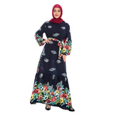 Muslim Women Stylish Kashibo Abaya Muslim Ladies Long Gown Islamic Clothing Jilbab Jalabiya Wide Hem Loose Printed Dress