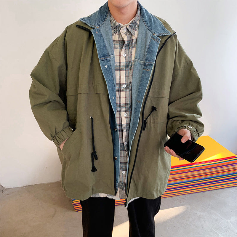 Men Denim Jacket Spring And Autumn Coat Denim Stitching Jacket Men