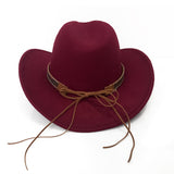 Cowboy Hats Cowboy Hat Autumn and Winter Woolen Hat Wide Brim Jazz Felt Cap