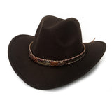 Cowboy Hats Cowboy Hat Autumn and Winter Woolen Hat Wide Brim Jazz Felt Cap