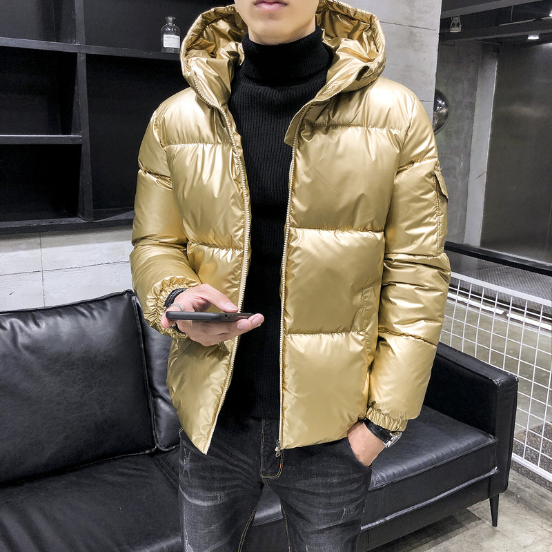 Yeezy Gap Down Coat Winter Clothing Cotton Coat Men's Down Jacket Glossy Bright Color Hooded Cotton-Padded Jacket