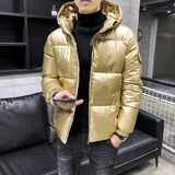 Yeezy Gap Down Coat Winter Clothing Cotton Coat Men's Down Jacket Glossy Bright Color Hooded Cotton-Padded Jacket