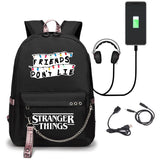 Stranger Things Backpack USB Rechargeable Oxford Cloth Student Schoolbag