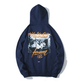 Autumn and Winter Monet Oil Painting Hooded Navy Blue with Velvet Men's Women's Pullover Loose Casual hoodie