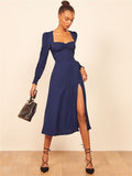 Milkmaid Dress Spring And Summer Loose Square Collar Long Dresses